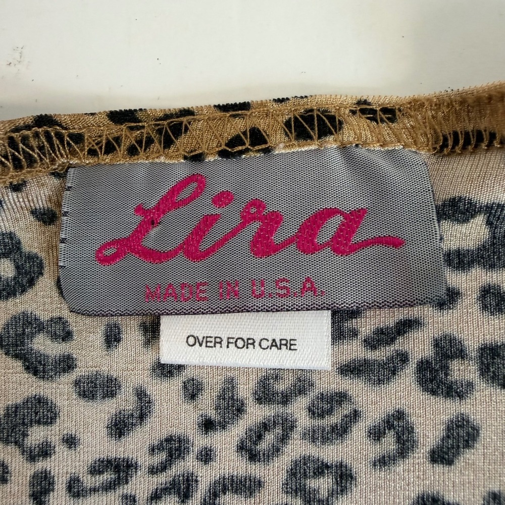 Vintage Leopard Cheetah Print Short Sleeve Cardigan Stretch USA Y2K Retro - Picture 2 of 7